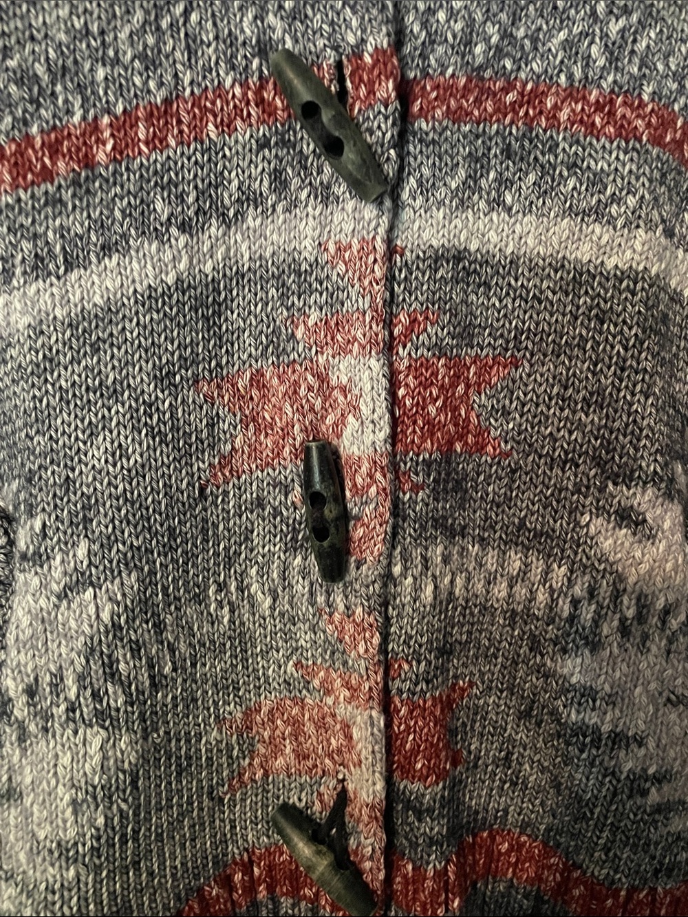 Faherty Gray & Rust Geometric Shawl-Collar Cardigan - Picture 4 of 7